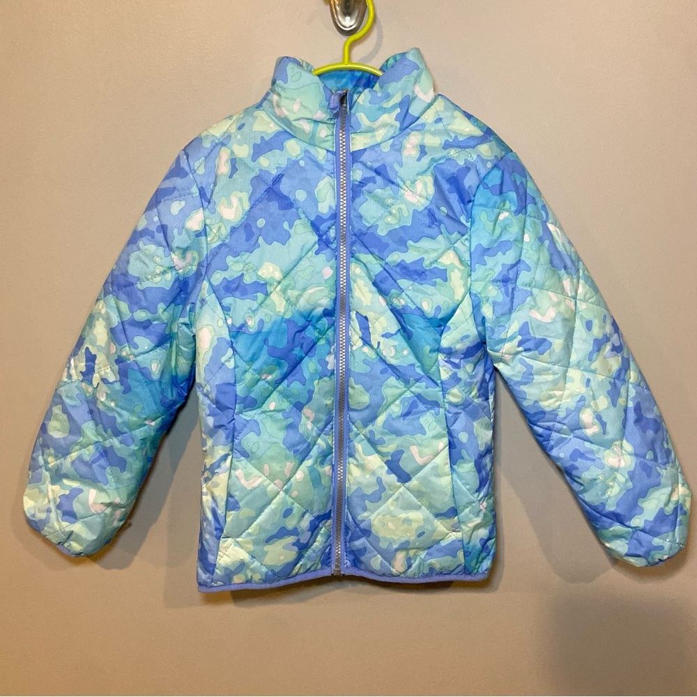 Gerry Girls Winter Jacket Light Blue Campo Print Size Small 7-8